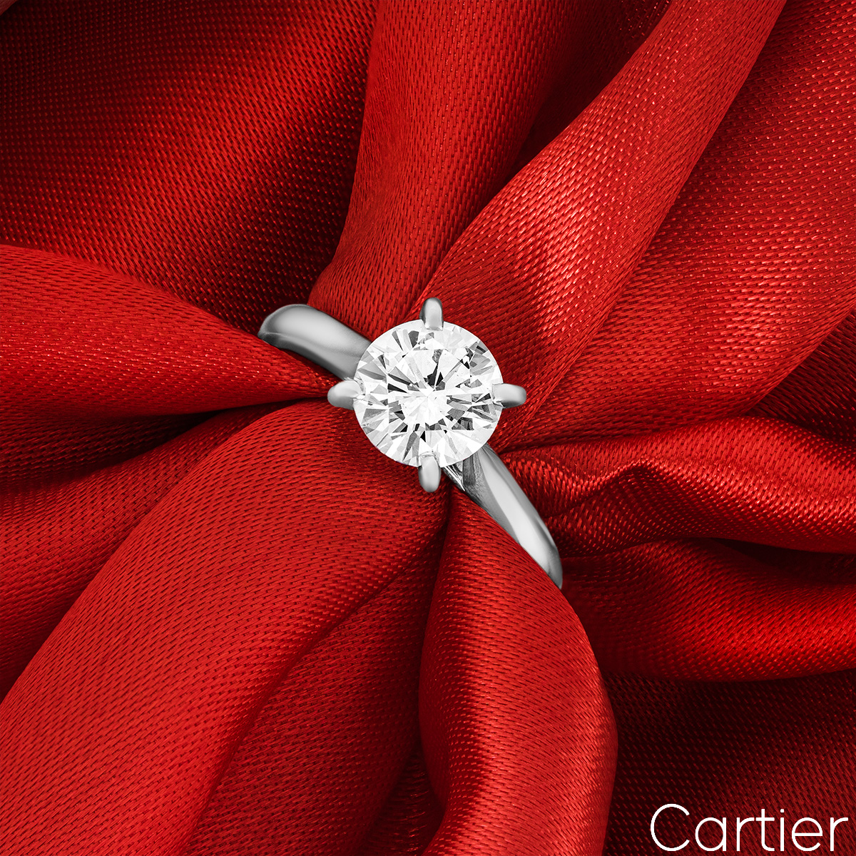 Cartier Platinum Round Brilliant Cut Diamond 1895 Solitaire Ring 1.54ct G/VS2